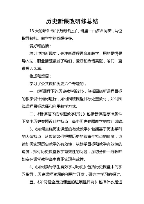 历史新课改研修总结