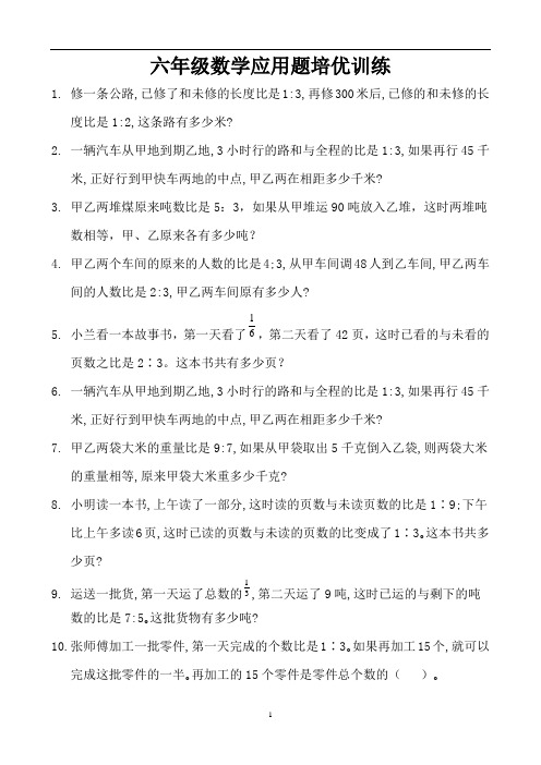 六年级数学应用题培优训练 (11)