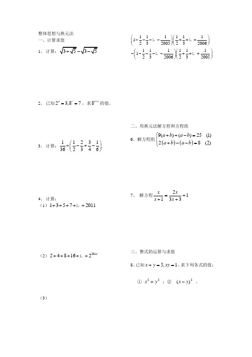 整体思想与换元法