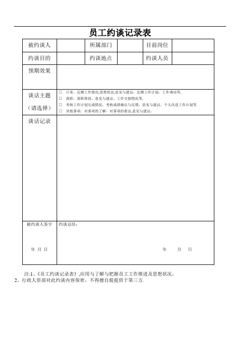 员工约谈记录表