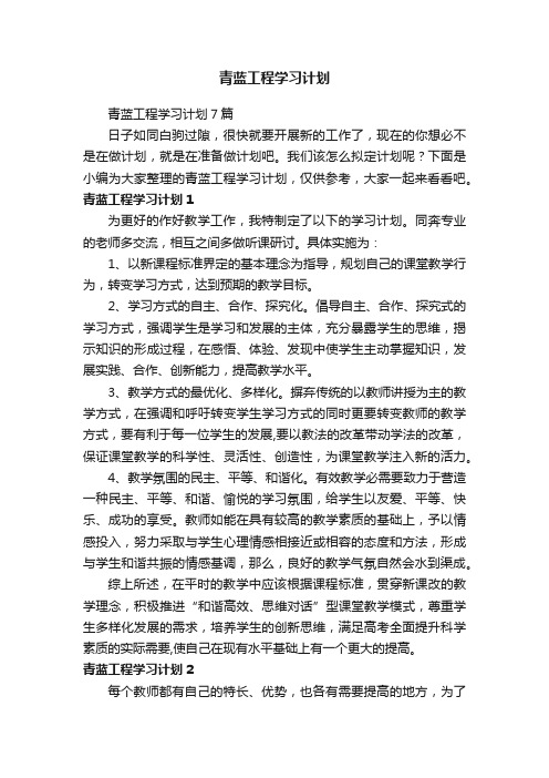 青蓝工程学习计划7篇