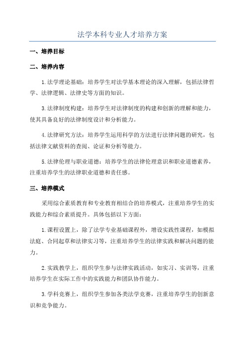 法学本科专业人才培养方案