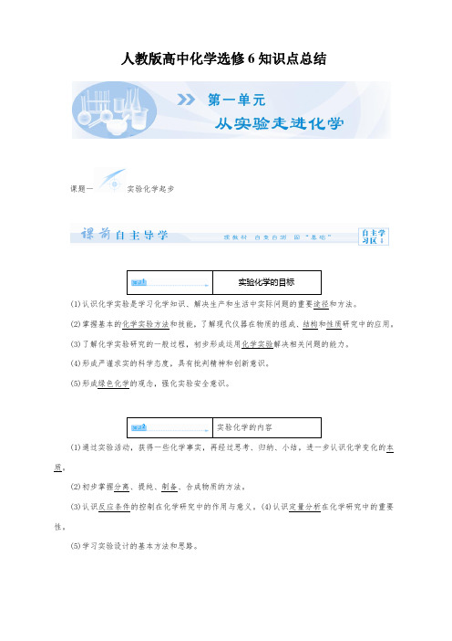 (完整版)人教版高中化学选修6知识点总结