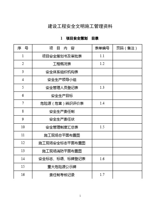 建设工程安全文明施工管理资料目录1-18项