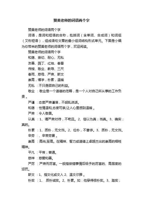 赞美老师的词语两个字