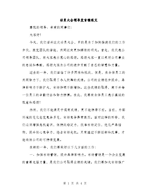 动员大会领导发言稿范文（2篇）