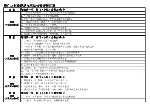 7S检查评核标准