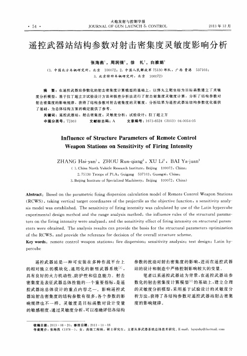 遥控武器站结构参数对射击密集度灵敏度影响分析