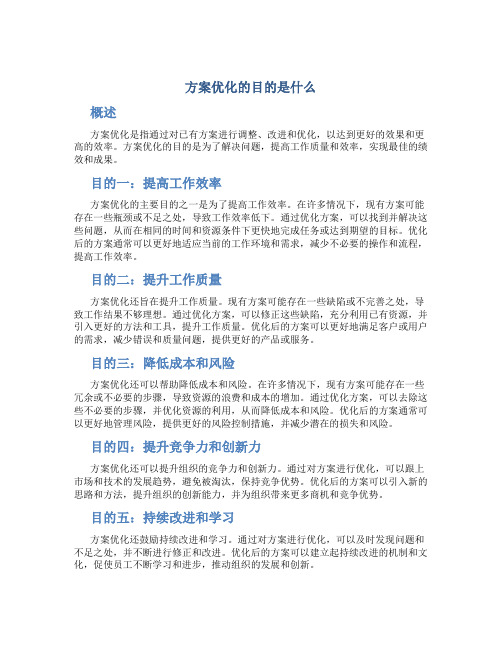 方案优化的目的是什么