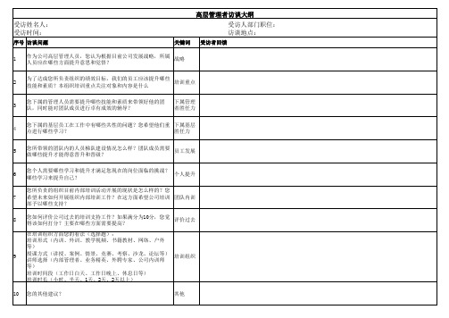 高层管理者访谈大纲