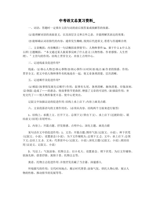 中考语文总复习资料_