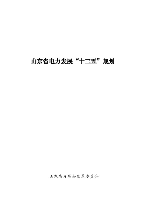 山东省电力发展十三五规划