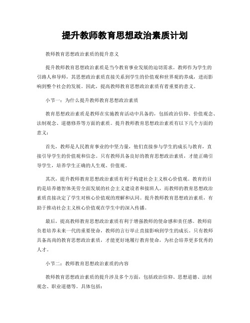 提升教师教育思想政治素质计划