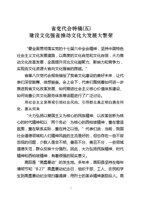 省党代会—建设文化强省推动文化大发展大繁荣