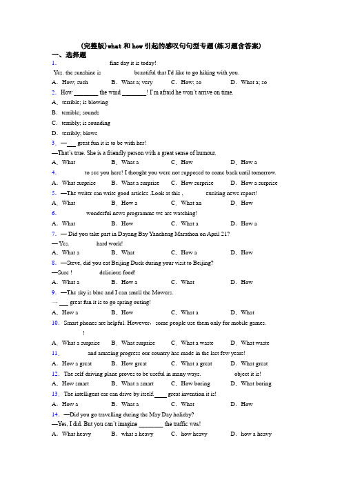 (完整版)what和how引起的感叹句句型专题(练习题含答案)
