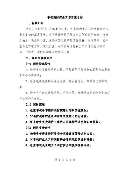 学校消防安全工作自查总结