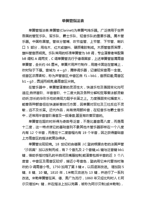 单簧管指法表