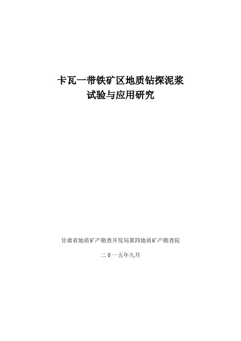 泥浆试验与应用研究报告