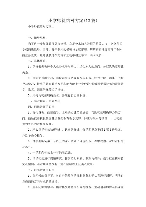 小学师徒结对方案(12篇)