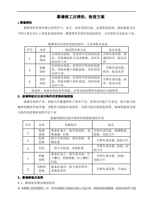 幕墙竣工后清洗、检查方案