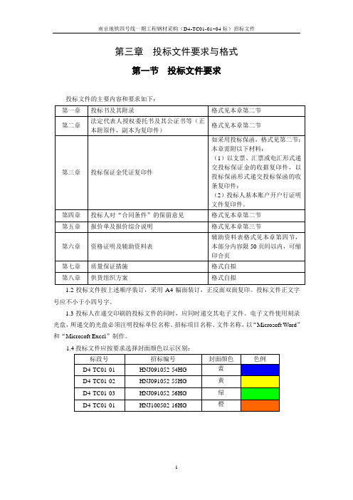 南京地铁四号线一期工程钢材采购招标(D4-TC01-01~04标)投标文件电子格式