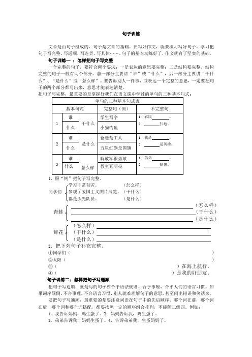 小学语文句子训练教案