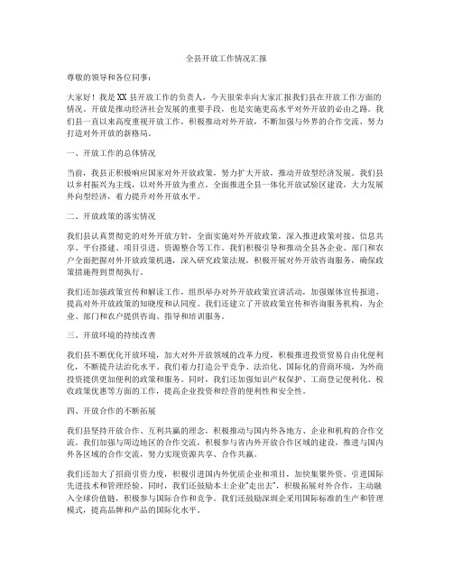 全县开放工作情况汇报