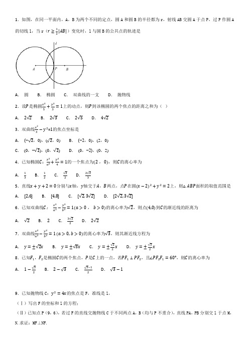 (完整word版)2018文科高考真题解析几何