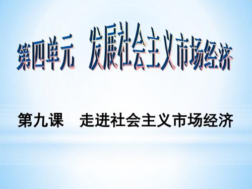 2018届高三政治一轮复习 第九课 走进社会主义市场经济