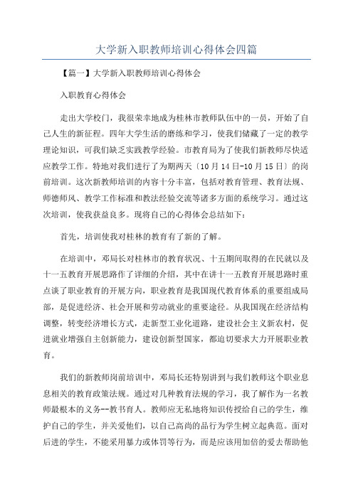 大学新入职教师培训心得体会四篇