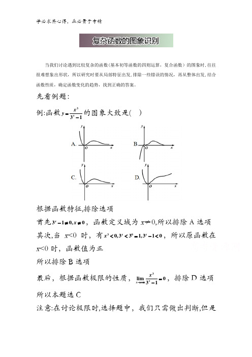 高中数学破题致胜微方法(函数图象识别与简单变换)：2.复杂函数的图象识别 含答案