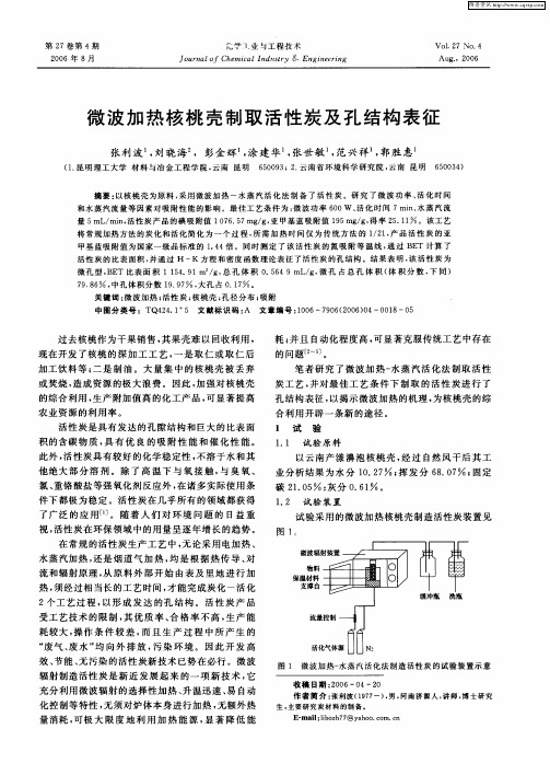 微波加热核桃壳制取活性炭及孔结构表征