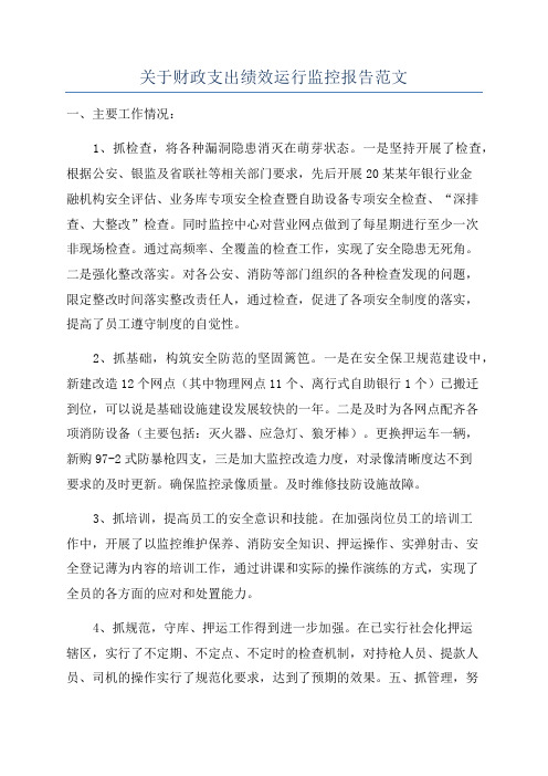 关于财政支出绩效运行监控报告范文