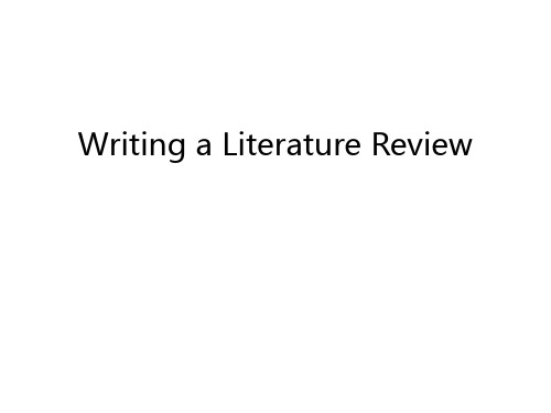 Writing a Literature Review资料讲解