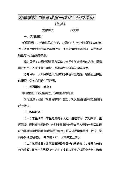 张秀珍德育优秀课例