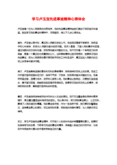 学习卢玉宝先进事迹精神心得体会