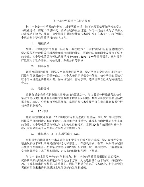 初中毕业男孩学什么技术最好