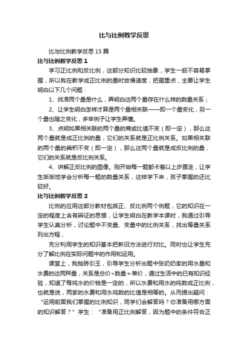 比与比例教学反思