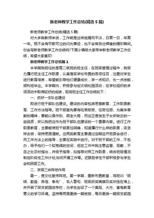 新老师教学工作总结(精选5篇)