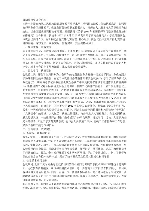 暑期教师整训会总结