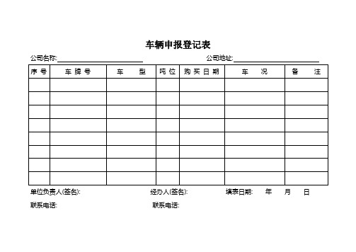 工程渣土运输车辆申报登记表