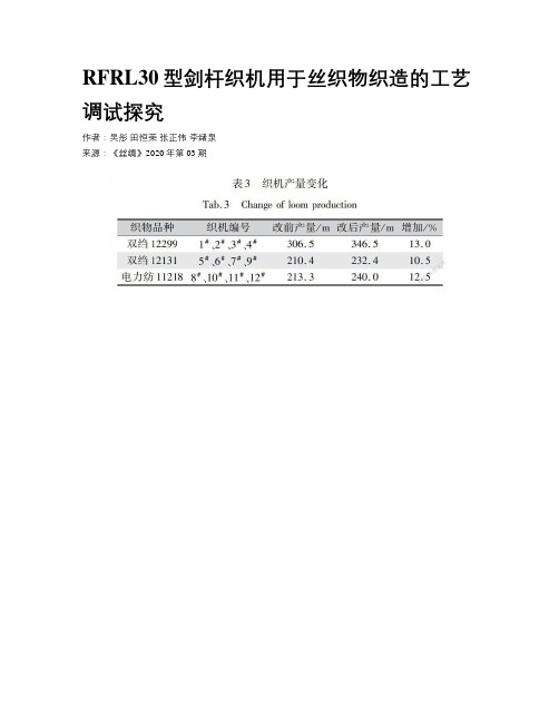 RFRL30型剑杆织机用于丝织物织造的工艺调试探究 