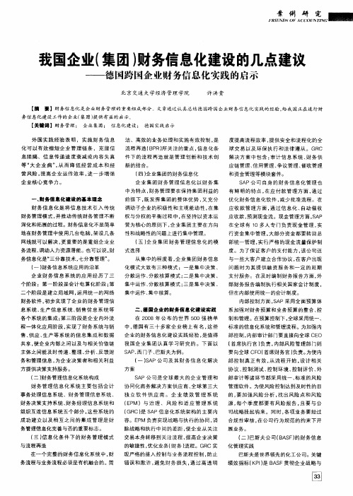 我国企业(集团)财务信息化建设的几点建议——德国跨国企业财务信息化实践的启示