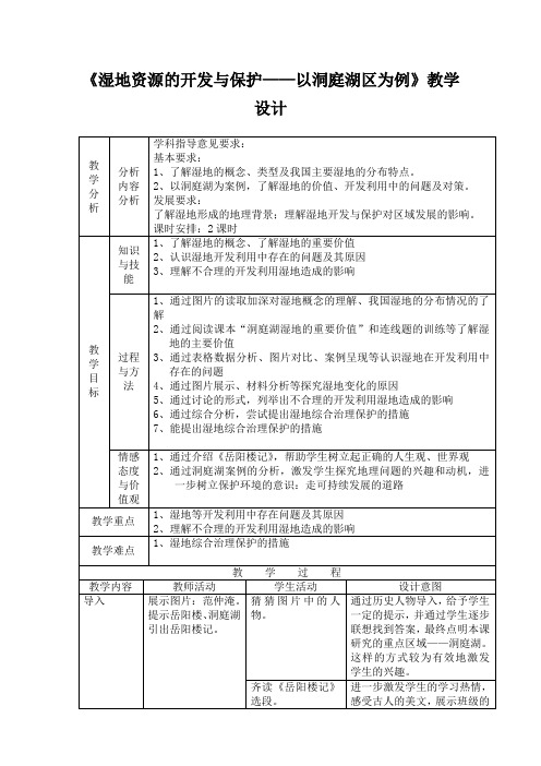 《湿地资源的开发与保护——以洞庭湖区为例》设计2