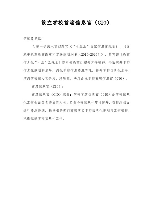 设立学校首席信息官(CIO)