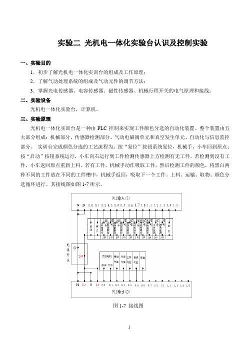 实验2 光机电一体化实验台认识及控制实验