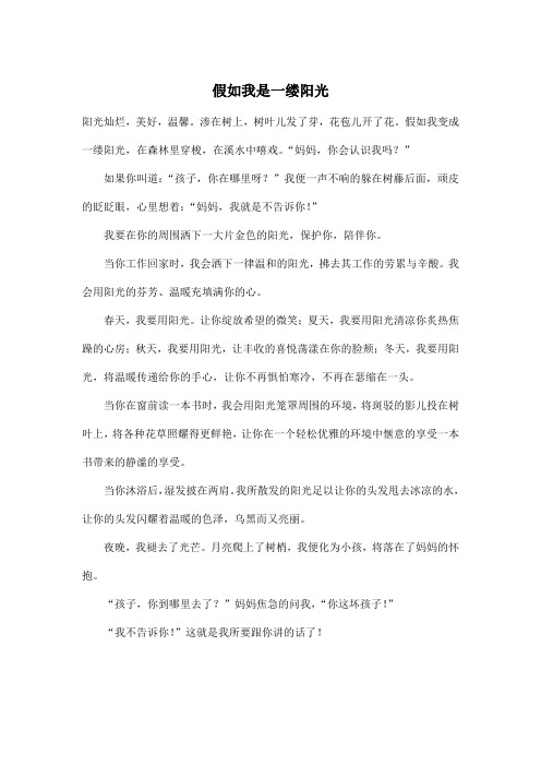 假如我是一缕阳光_初中初一作文500字