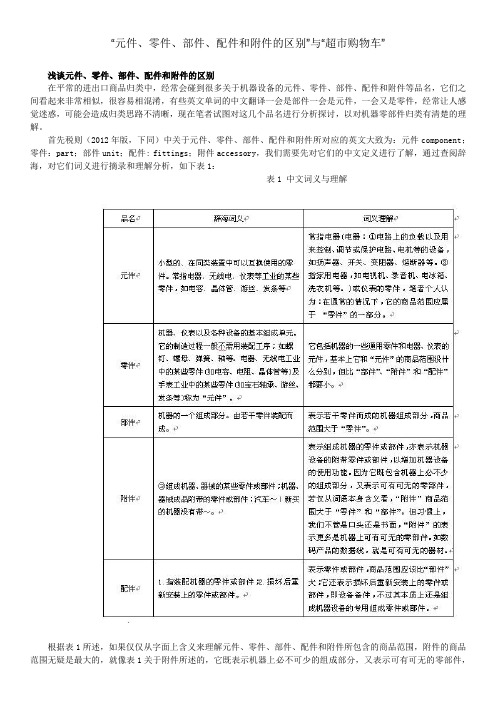 元件、零件、部件、配件和附件的区别