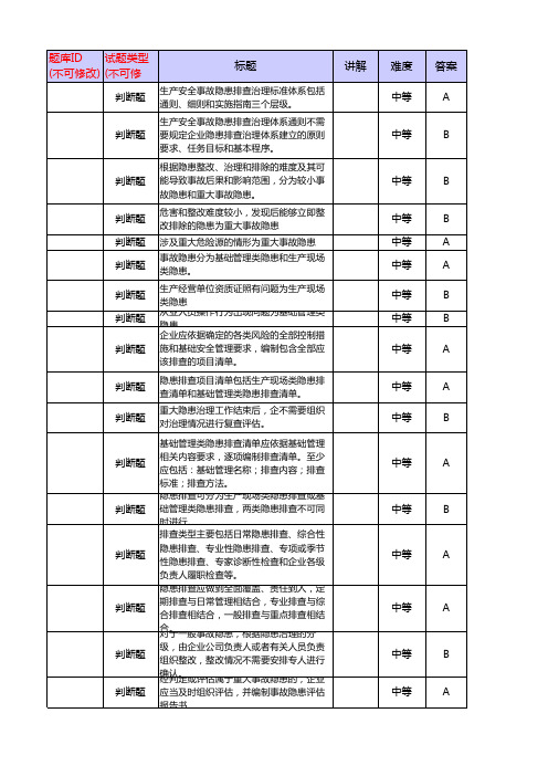 生产安全事故隐患排查治理体系通则培训试题