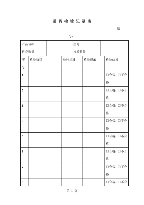 原材料进货检验记录表 (2)4页